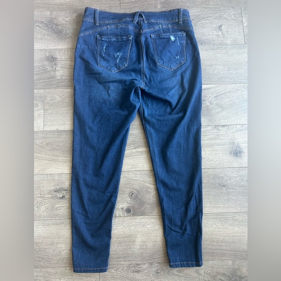 Distressed Blue Wax Rayon Jeans - Picture 3 of 3